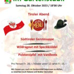 Schlussabend im Gartenstübli mit Tiroler Spezialitäten von Familie Demichiel